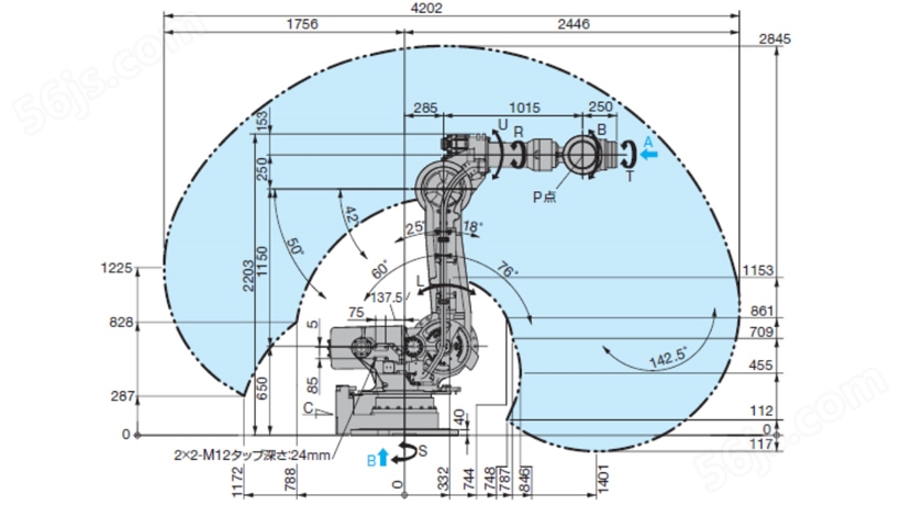 安川 MH280Ⅱ/400Ⅱ/400RDⅡ/600 码垛机器人运行轨迹图
